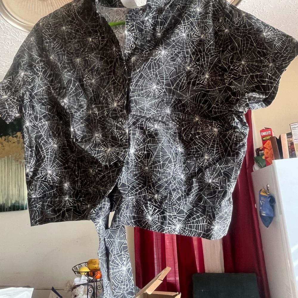 Black and White Spider Web Print Shirt